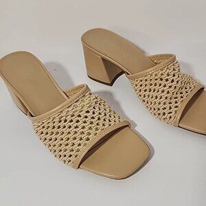Nine West Tan Crochet Mesh Block Heel 8.5M